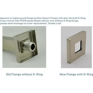 Aquaiaw Brazo de ducha cuadrado y brida de junta tórica