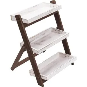 MyGift Soporte de estante de 3 niveles de madera marrón