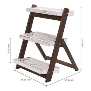MyGift Soporte de estante de 3 niveles de madera marrón