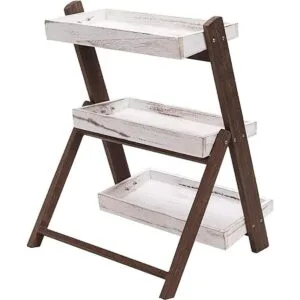 MyGift Soporte de estante de 3 niveles de madera marrón