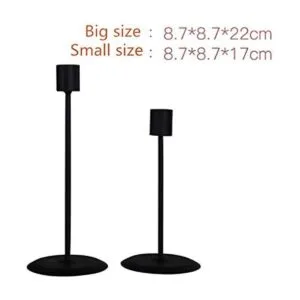 Portavelas de metal negro para velas cónicas mesa