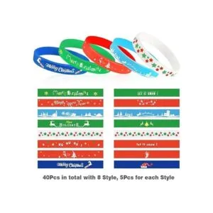 Coogam 40 pulseras de silicona de Navidad accesorios de_2