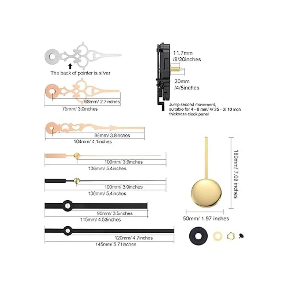 Hicarer Kit de movimiento de reloj de péndulo de cuarzo