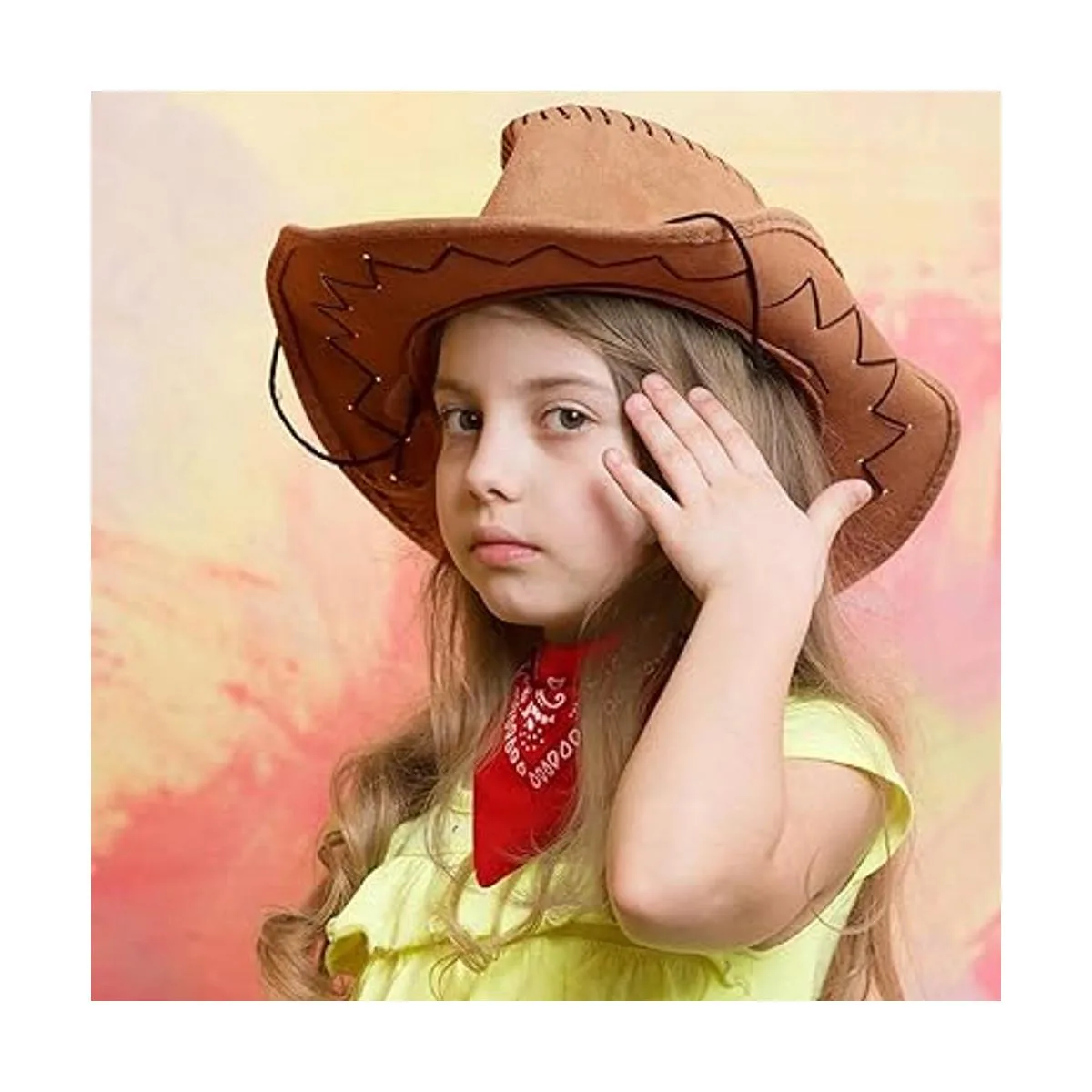 SATINIOR Sombrero de vaquero occidental con bandana 12_5