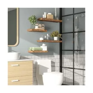 HOOBRO Estantes flotantes de madera rústica juego de 2_4