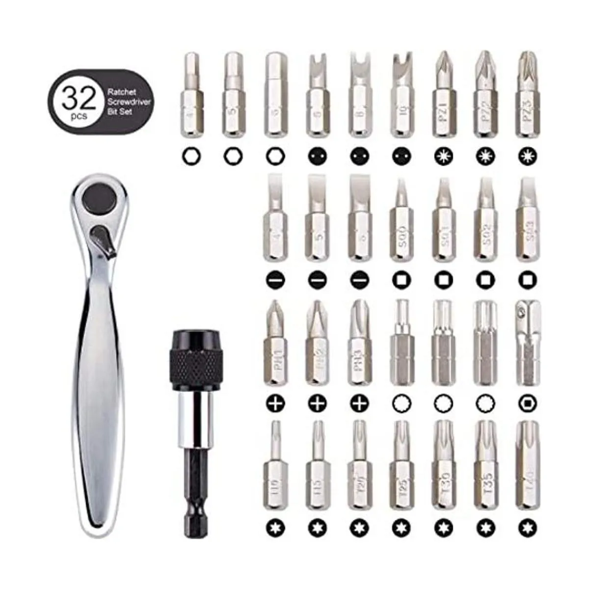 SHARDEN Juego de destornilladores de trinquete 32 en 1 con