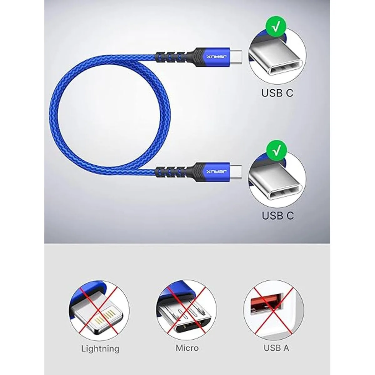 Cable USB C a USB C 10 pies6.6 pies3.3 pies JSAUX tipo_2