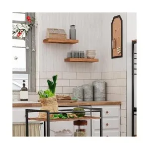 HOOBRO Estantes flotantes de madera rústica juego de 2_2