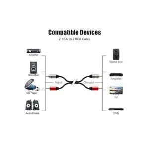 Cable de 2RCA a 2RCA de 15 pies color marrón QY chapado_3