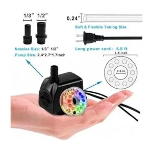 PULACO Bomba de fuente sumergible de 10 vatios y 160 GPH_6