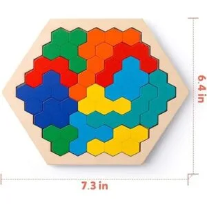 Coogam Rompecabezas hexagonal de madera para niños y_6