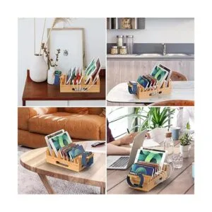 Pezin Hulin Soporte de estación de carga de bambú con_5