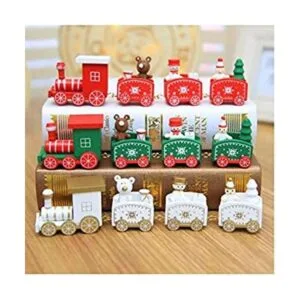 Happy Trees Tren de Navidad de madera con muñeco de nieve_1