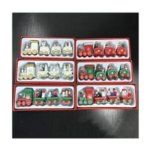 Happy Trees Tren de Navidad de madera con muñeco de nieve_6