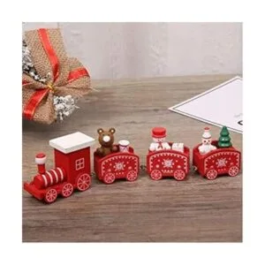 Happy Trees Tren de Navidad de madera con muñeco de nieve_2