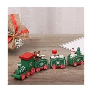 Happy Trees Tren de Navidad de madera con muñeco de nieve_3