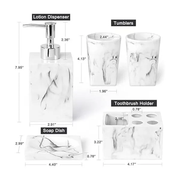 Juego de accesorios para baño 5 piezas de resina para_3