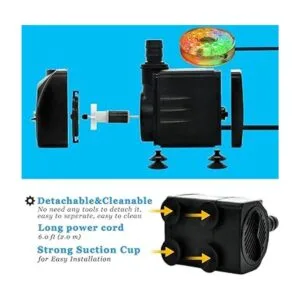 PULACO Bomba de fuente sumergible de 10 vatios y 160 GPH_4