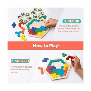 Coogam Rompecabezas hexagonal de madera para niños y_3
