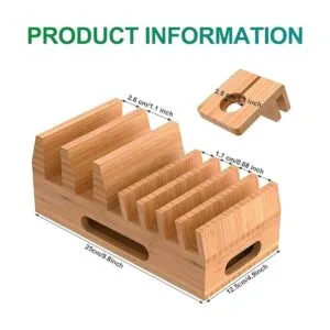 Pezin Hulin Soporte de estación de carga de bambú con_4