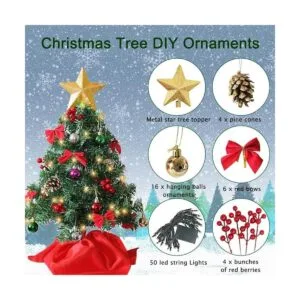 Juegoal Mini árbol de Navidad de 24 pulgadas árboles de_2