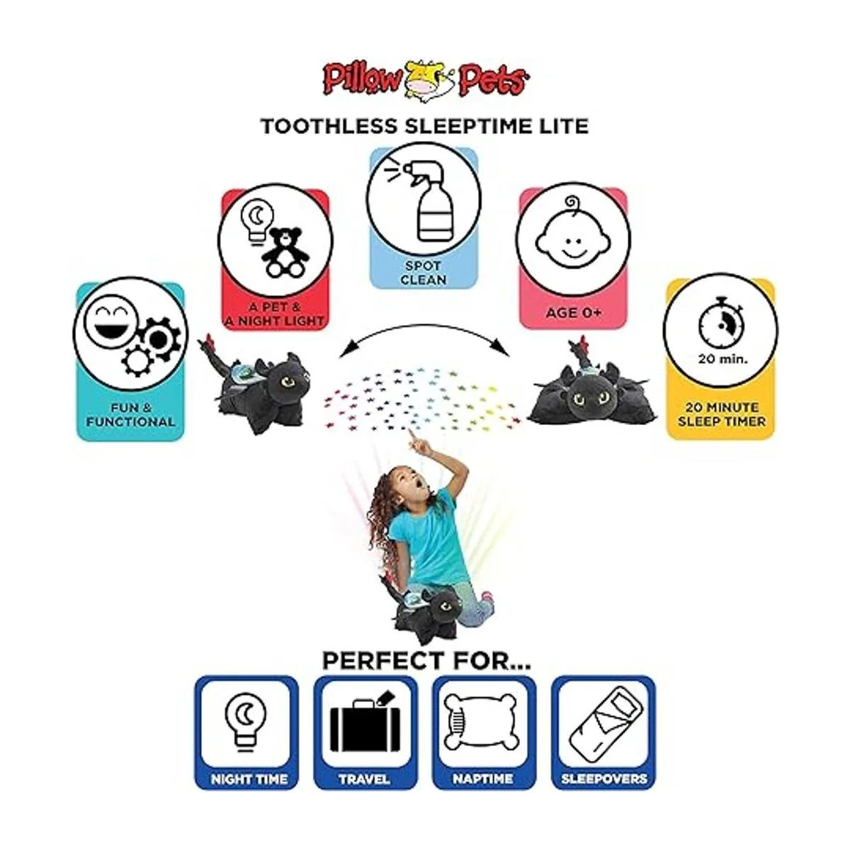 Pillow Pets NBC Juguete de peluche con forma de dragón de_6