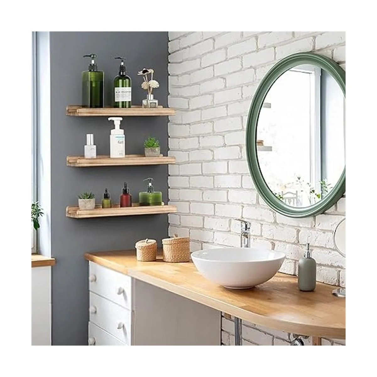 Emfogo Estantes de pared con repisa de madera de 16.9_3