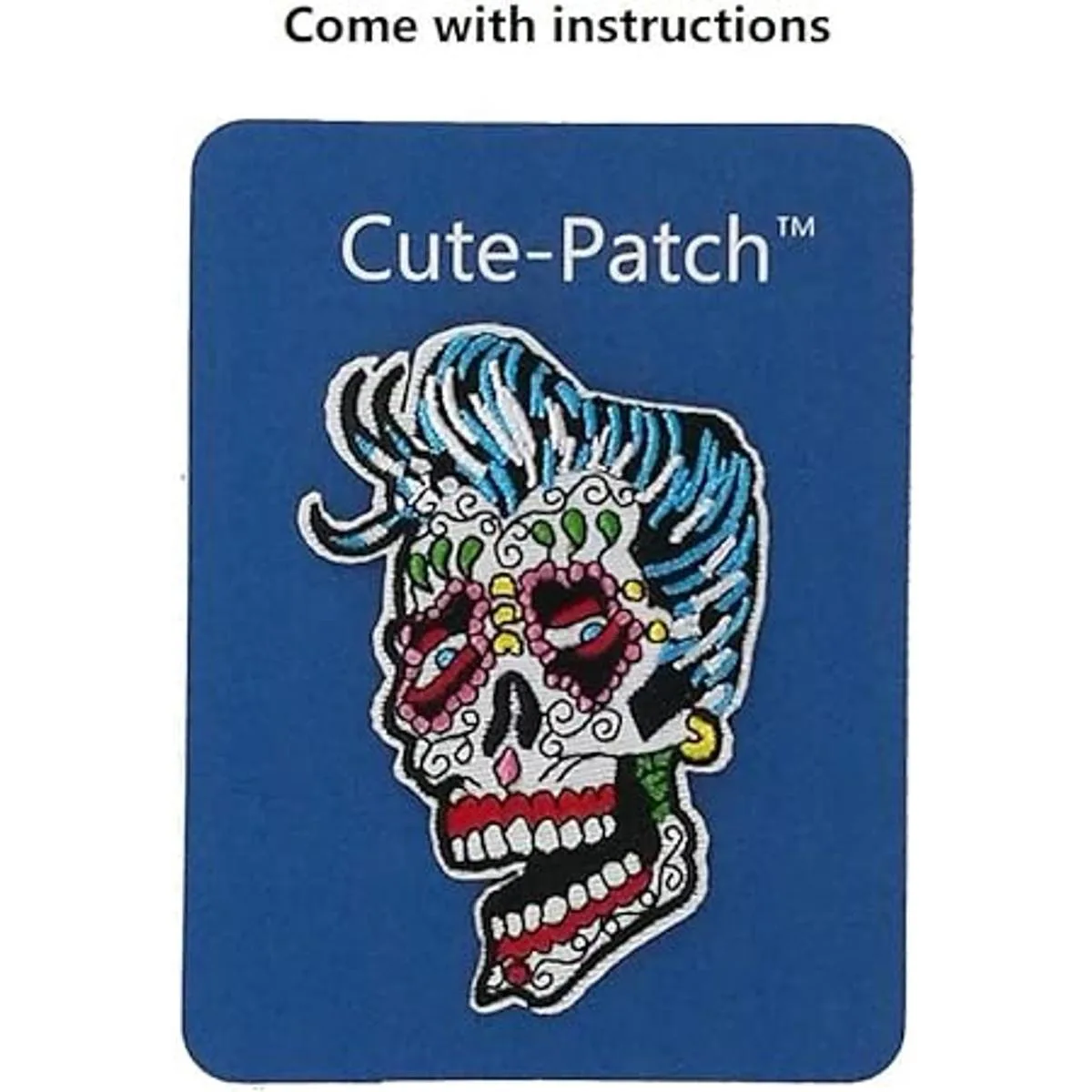 CutePatch Parche bordado de calavera de azúcar de Halloween_3
