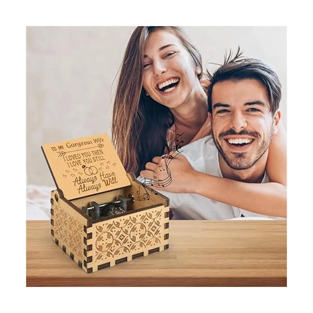 Caja de música de manivela grabada caja de música_5