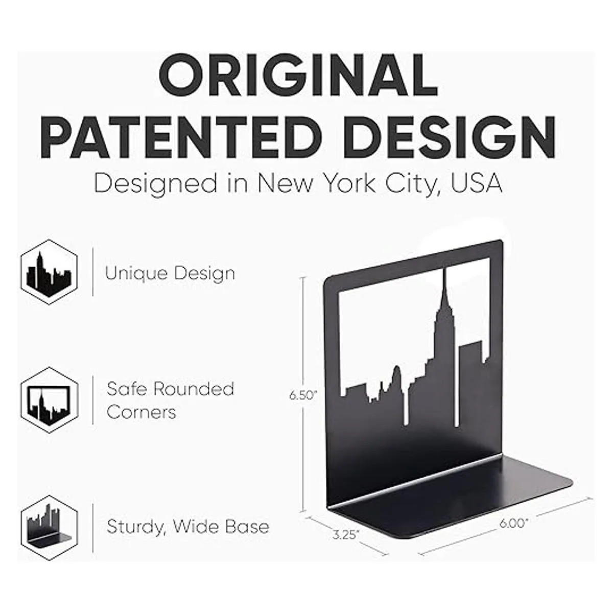 NYC Skyline Sujetalibros negros para libros pesados_3