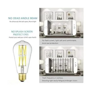 LEOOLS Bombilla LED Edison regulable de 10 W equivalente