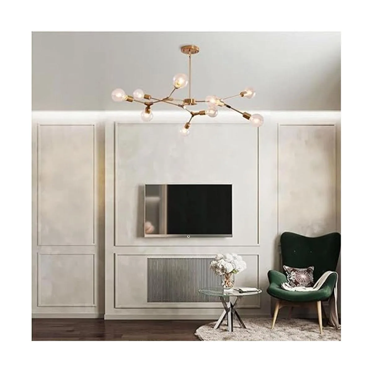 KCO Lighting Lámpara de araña moderna Sputnik de latón_4