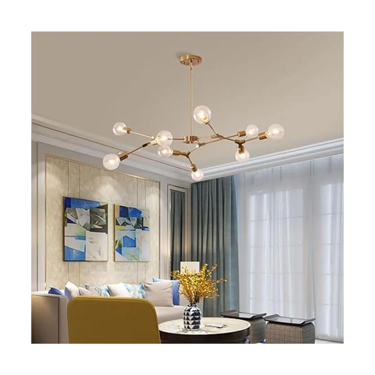 KCO Lighting Lámpara de araña moderna Sputnik de latón_5