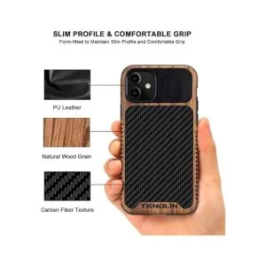 TENDLIN Funda compatible con iPhone 11 de grano de madera_3