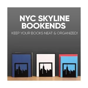 NYC Skyline Sujetalibros negros para libros pesados_4