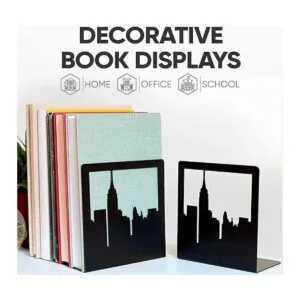 NYC Skyline Sujetalibros negros para libros pesados_5