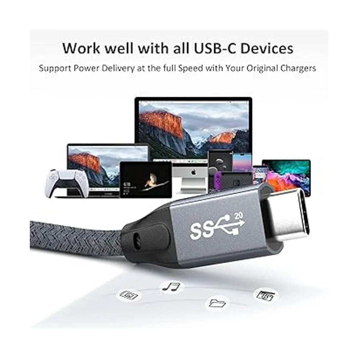 Cable USB C a USB C de 100 W 1.5 pies paquete de 2_3