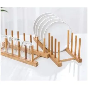 Lawei Paquete de 4 estantes de madera de bambú para