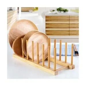 Lawei Paquete de 4 estantes de madera de bambú para