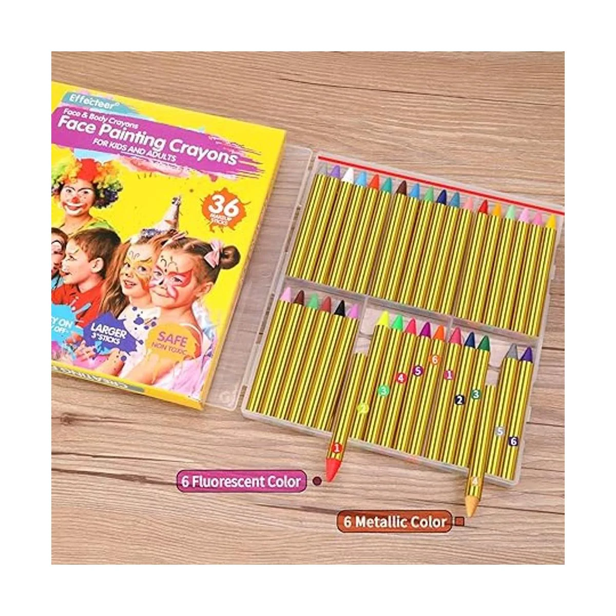 Crayones de pintura facial para niños 36 varillas de