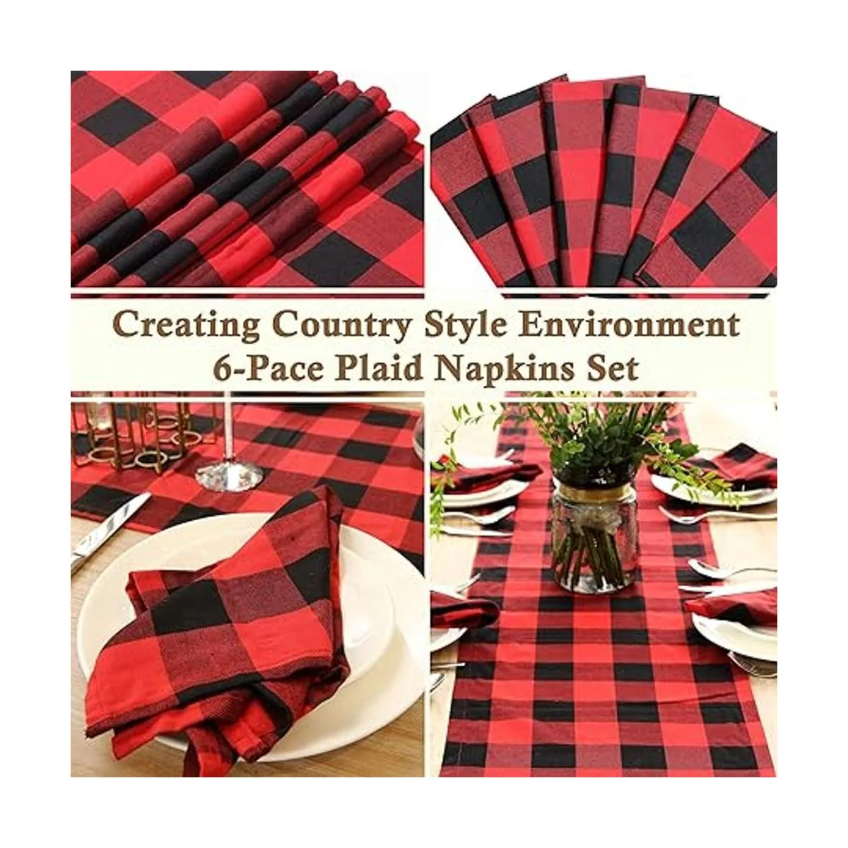 6 servilletas de gran tamaño a cuadros Buffalo 17 x 17_2