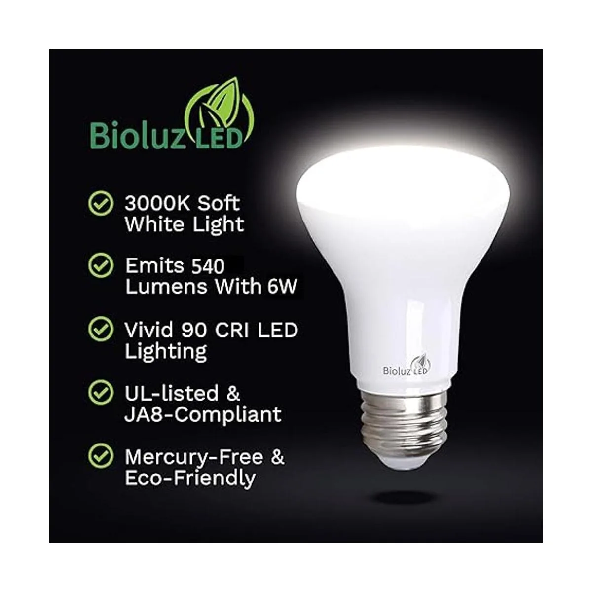 Bioluz Paquete de 10 bombillas LED BR20 de 6 W 50 W_2
