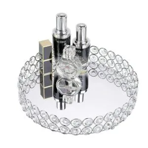 Hipiwe Bandeja de maquillaje de cristal bandeja de