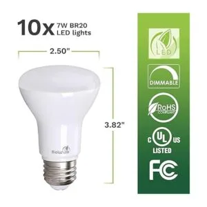 Bioluz Paquete de 10 bombillas LED BR20 de 6 W 50 W_3