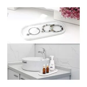 Emibele Organizador de joyas bandeja ovalada de resina_5