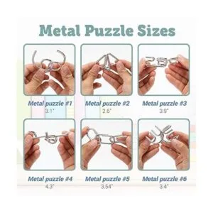 LESONG Rompecabezas de metal y madera para niños y_3