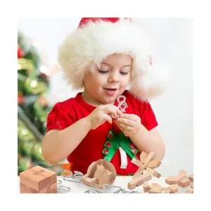 LESONG Rompecabezas de metal y madera para niños y_2