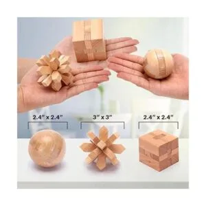 LESONG Rompecabezas de metal y madera para niños y_4