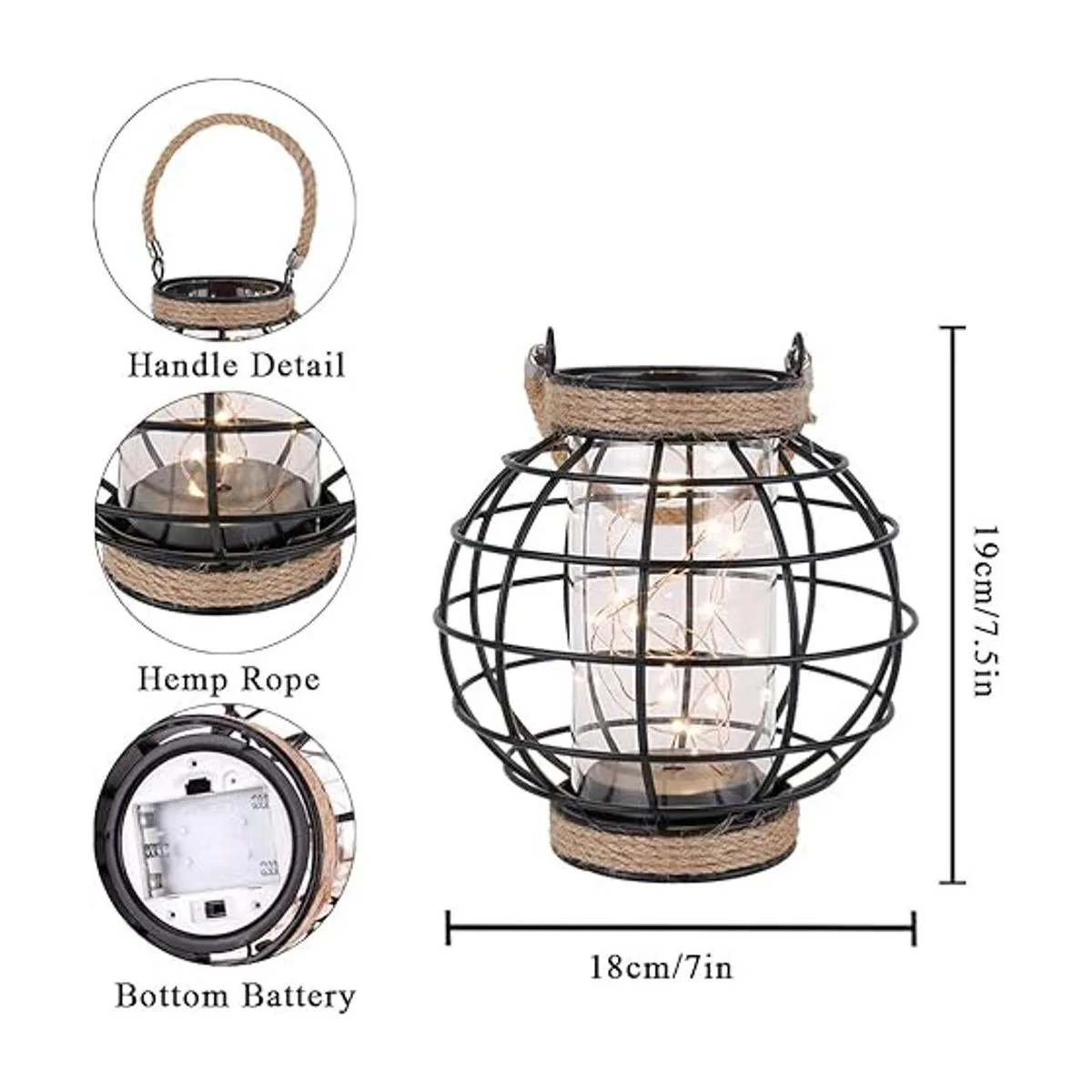 JHY DESIGN Jaula de metal LED con pilas 7.3 pulgadas de_4