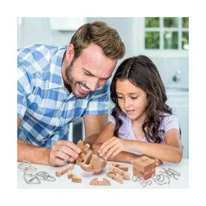 LESONG Rompecabezas de metal y madera para niños y_6